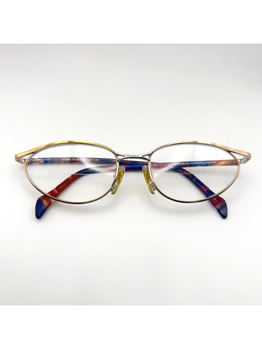 Mermaid by Portside GLD/SIL Bluetone Cat Eye Oval Metal Blue Gold Pink 53-17-135